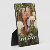 Elegant Script Personalized Best Mom Ever Photo フォトプラーク (側面)