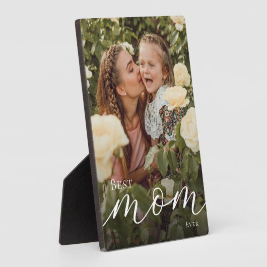 Elegant Script Personalized Best Mom Ever Photo フォトプラーク (側面)