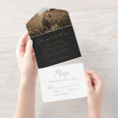 Elegant Script Photo Black Wedding オールインワン招待状 (切り取り部)
