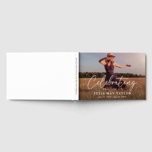 Elegant Script Photo Celebrating the Life of  ゲストブック (全面)