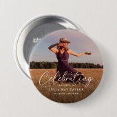 Elegant Script Photo Celebrating the Life of  缶バッジ (正面&裏面)