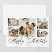 Elegant Script Photo Collage Traditional Christmas シーズンカード (正面/裏面)