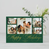 Elegant Script Photo Collage Traditional Christmas 箔シーズンカード (立ち正面)