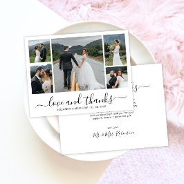 Elegant Script Photo Collage Wedding Thank You サンキューカード