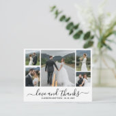 Elegant Script Photo Collage Wedding Thank You サンキューカード (スタンド正面)