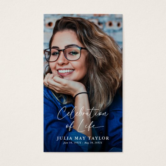 Elegant Script Photo Funeral Prayer Card (正面)