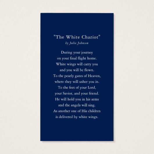 Elegant Script Photo Funeral Prayer Card (裏面)