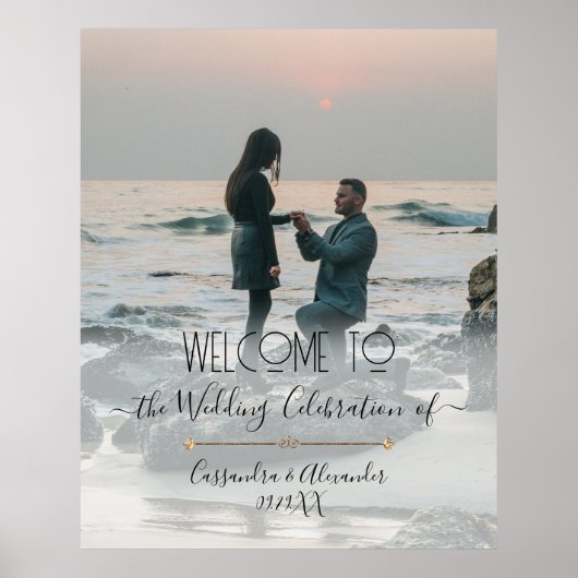 Elegant Script Photo Gold Welcome to our Wedding ポスター (正面)