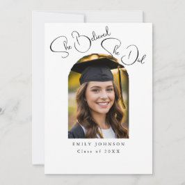 Elegant Script Photo Graduation Announcement 招待状