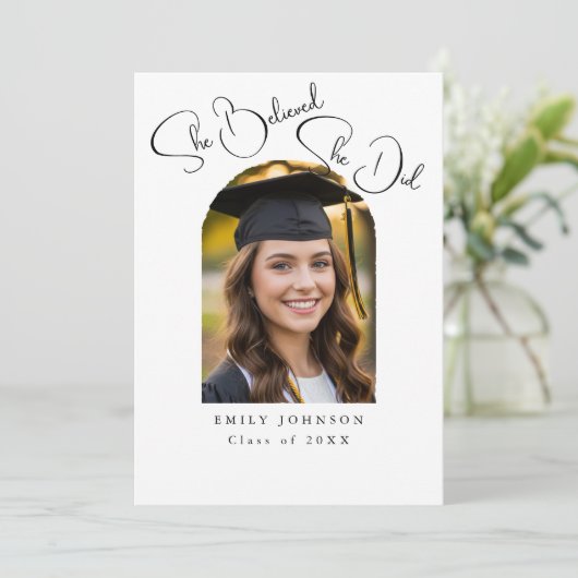 Elegant Script Photo Graduation Announcement 招待状 (スタンド正面)