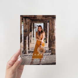 Elegant Script Photo Graduation Party Black 招待状