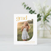 Elegant Script Photo Graduation Party Invitation ポストカード (スタンド正面)
