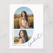 Elegant Script Photo Graduation Party Invitation ポストカード (正面)