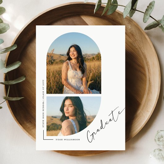 Elegant Script Photo Graduation Party Invitation ポストカード