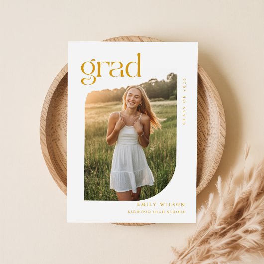 Elegant Script Photo Graduation Party Invitation ポストカード