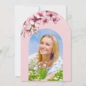 Elegant Script Photo Pink Graduation Party Arch 招待状 (裏面)