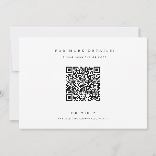 Elegant Script Photo QR Code Wedding セーブザデート (裏面)