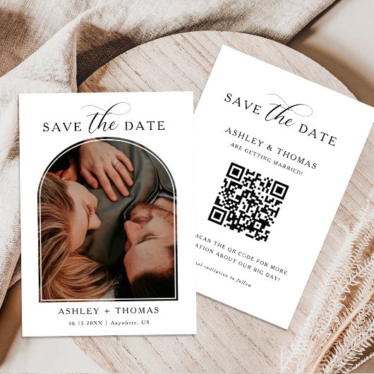 Elegant Script Photo Wedding Save the Date Card セーブザデート