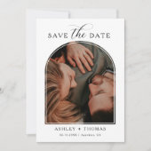 Elegant Script Photo Wedding Save the Date Card セーブザデート (正面)