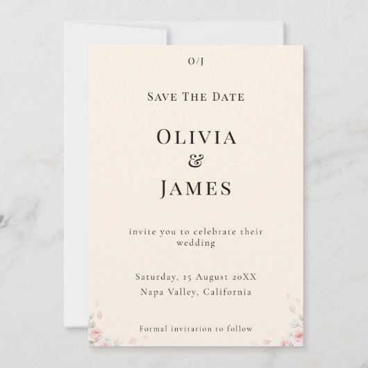 Elegant Script Photo Wedding Save the Date Invite  (裏面)
