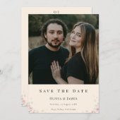 Elegant Script Photo Wedding Save the Date Invite  (正面/裏面)