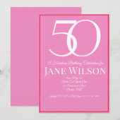 Elegant Script Pink 50th Birthday Party  招待状 (正面/裏面)
