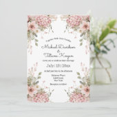 elegant script pink floral minimal modern wedding 招待状 (スタンド正面)