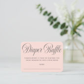 Elegant Script Pink Girl Baby Shower Diaper Raffle エンクロージャーカード (スタンド正面)