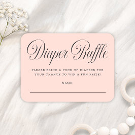 Elegant Script Pink Girl Baby Shower Diaper Raffle エンクロージャーカード