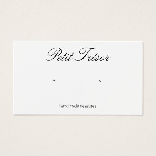 Elegant Script Plain White Earring Display Card (正面)