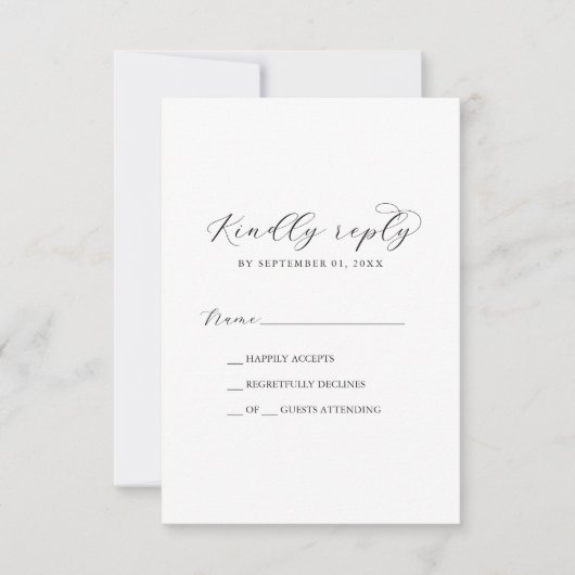 Elegant Script Printable or Printed RSVP Card 招待状 (正面)