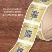 Elegant Script QR Code Gold Thank You スクエアシール
