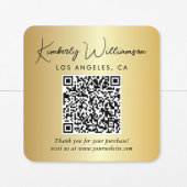 Elegant Script QR Code Gold Thank You スクエアシール