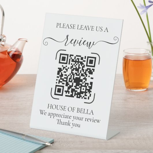 Elegant Script QR Code Review 台座サイン (インサイチュ)