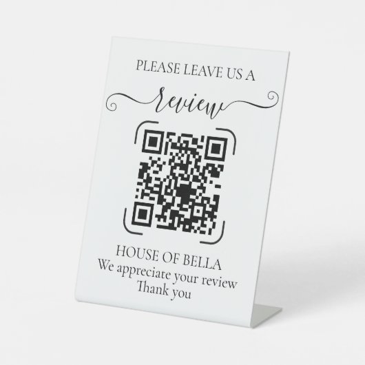 Elegant Script QR Code Review 台座サイン (正面)