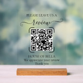 Elegant Script QR Code Review Request Sign アクリルサイン (ニュートラル)