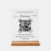 Elegant Script QR Code Review Request Sign アクリルサイン (正面)