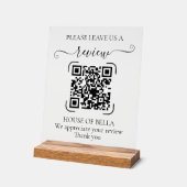 Elegant Script QR Code Review Request Sign アクリルサイン (傾斜)