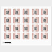 Elegant Script QR Code Rose Gold Thank You スクエアシール (シート)