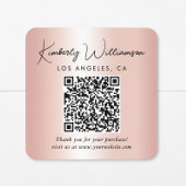 Elegant Script QR Code Rose Gold Thank You スクエアシール