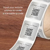 Elegant Script QR Code Silver Thank You スクエアシール