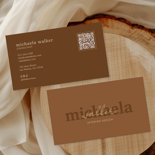 Elegant Script QR Code & Social Media 名刺