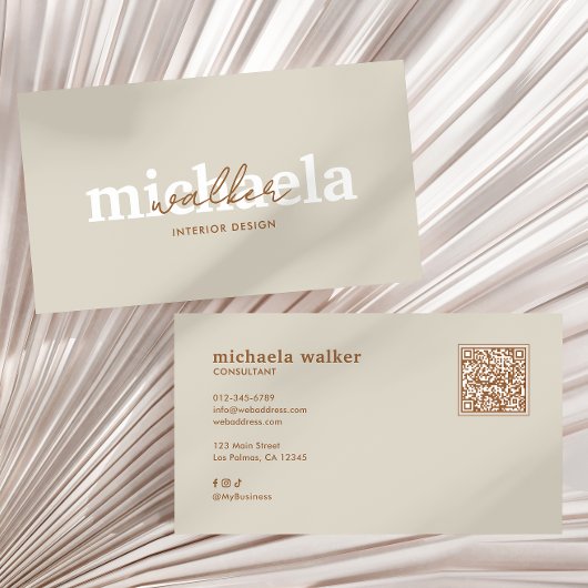 Elegant Script QR Code & Social Media 名刺