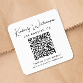 Elegant Script QR Code Thank You スクエアシール