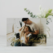 Elegant Script Red Christmas Modern Minimal Photo 箔シーズンカード (立ち正面)