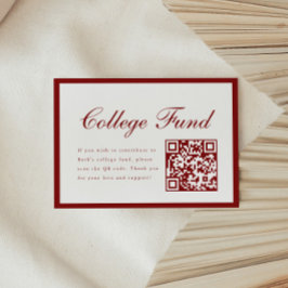 Elegant Script Red College Fund QR Code Graduation エンクロージャーカード
