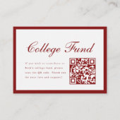 Elegant Script Red College Fund QR Code Graduation エンクロージャーカード (正面)