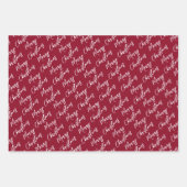 Elegant Script Red Green Purple Merry Christmas ラッピングペーパーシート (正面3)