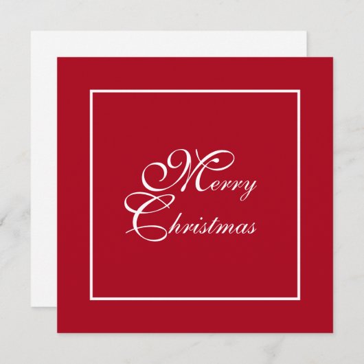 Elegant Script Red Personalized Photo Christmas シーズンカード (正面/裏面)
