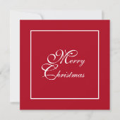 Elegant Script Red Personalized Photo Christmas シーズンカード (正面)